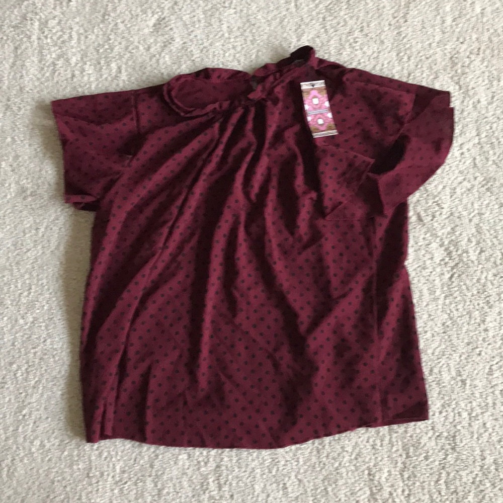 Plus polka dot ruffle angle sleeve blouse